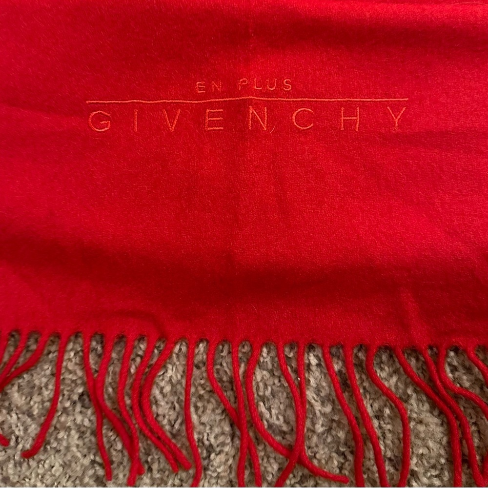 - Vintage Givenchy Red Wool Scarf looks new